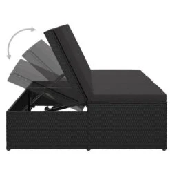 Lit De Jardin Tissu Et Résine Tressée Noir Viali -Mobilier De Jardin lit de jardin tissu et resine tressee noir 3666722554435 389555