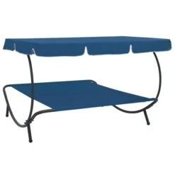 Lit De Repos D'extérieur Avec Auvent Bleu -Mobilier De Jardin lit de repos d exterieur avec auvent bleu 3666722438841 803954