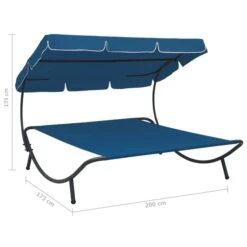 Lit De Repos D'extérieur Avec Auvent Bleu -Mobilier De Jardin lit de repos d exterieur avec auvent bleu 3666722438841 803956