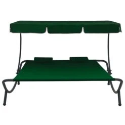 Lit De Repos D'extérieur Avec Auvent Et Oreillers Vert 10 Lit De Repos D'extérieur Avec Auvent Et Oreillers Vert -Mobilier De Jardin lit de repos d exterieur avec auvent et oreillers vert 3666722354585 944090