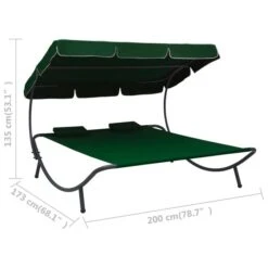 Lit De Repos D'extérieur Avec Auvent Et Oreillers Vert 15 Lit De Repos D'extérieur Avec Auvent Et Oreillers Vert -Mobilier De Jardin lit de repos d exterieur avec auvent et oreillers vert 3666722354585 944095
