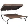 Lit De Repos D'extérieur Avec Auvent Marron -Mobilier De Jardin lit de repos d exterieur avec auvent marron 3666722528221 554145