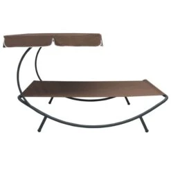Lit De Repos D'extérieur Avec Auvent Marron -Mobilier De Jardin lit de repos d exterieur avec auvent marron 3666722528221 554147