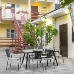 Lot De 2 Chaises A Manger De Jardin - Style Zellige - Acier Thermolaqué + Textilene - 50 X 59 X 91 Cm -Mobilier De Jardin lot de 2 chaises a manger de jardin style zellige acier thermolaque textilene 50 x 59 x 91 cm 3619999329800 1297386