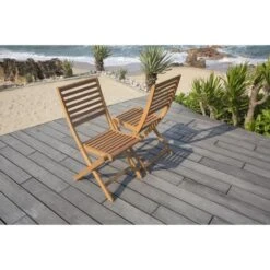 Lot De 2 Chaises De Jardin Pliantes En Eucalyptus FSC - 57 X 46,5 X 90 Cm -Mobilier De Jardin lot de 2 chaises de jardin pliantes en eucalyptus fsc 57 x 46 5 x 90 cm 3612401826096 1246548