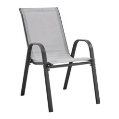 Lot De 2 Fauteuils - Acier Et Textile - Hauteur Du Siege : 41 Cm - Couleur Gris -Mobilier De Jardin lot de 2 fauteuils acier et textile hauteur du siege 41 cm couleur gris 3619999332671 1354425