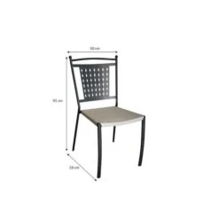 Lot De 4 Chaises A Manger De Jardin - Style Zellige - Acier Thermolaqué + Textilene - 50 X 59 X 91 Cm -Mobilier De Jardin lot de 4 chaises a manger de jardin style zellige acier thermolaque textilene 50 x 59 x 91 cm 3619999329817 1297402