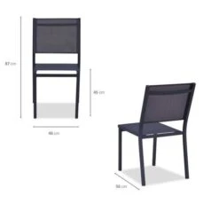 Lot De 4 Chaises De Jardin En Aluminium Assise Textilene - 48 X 56 X 87 Cm - Gris -Mobilier De Jardin lot de 4 chaises de jardin en aluminium assise textilene 48 x 56 x 87 cm gris 3612408312936 597577