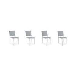 Lot De 4 Chaises Empilables - Aluminium Et Textilene - Blanc Et Gris -Mobilier De Jardin lot de 4 chaises empilables aluminium et textilene blanc et gris 3619999349143 1297392