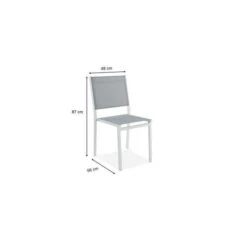 Lot De 4 Chaises Empilables - Aluminium Et Textilene - Blanc Et Gris -Mobilier De Jardin lot de 4 chaises empilables aluminium et textilene blanc et gris 3619999349143 1297393