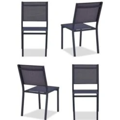 Lot De 4 Fauteuils A Manger De Jardin - Aluminium - 54 X 57 X 88 Cm