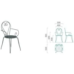 Lot De 4 Fauteuils De Jardin Romantique Empilable En Fer Forgé - Vert -Mobilier De Jardin lot de 4 fauteuils de jardin romantique empilable en fer forge vert 8412045098553 1475989