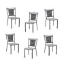 Lot De 6 Chaises A Manger De Jardin - Style Zellige - Acier Thermolaqué + Textilene - 50 X 59 X 91 Cm