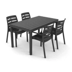 Lots De 4 Fauteuil Empilable BORNEO - Gris Anthracite -Mobilier De Jardin lots de 4 fauteuil empilable borneo gris anthracite 8009271017801 438556