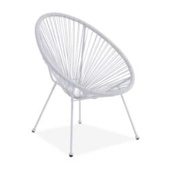 MANA Fauteuil Design En Forme D'oeuf - Cordage En Plastique Blanc -Mobilier De Jardin mana fauteuil design en forme d oeuf cordage en plastique blanc 3612408086721 429849
