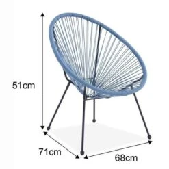 MANA Fauteuil Design En Forme D'oeuf - Cordage En Plastique Bleu Pastel -Mobilier De Jardin mana fauteuil design en forme d oeuf cordage en plastique bleu pastel 3612408086745 429855