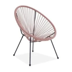 MANA Fauteuil Design En Forme D'oeuf - Cordage En Plastique Rose Pastel -Mobilier De Jardin mana fauteuil design en forme d oeuf cordage en plastique rose pastel 3612408086752 429857