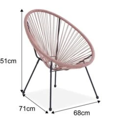 MANA Fauteuil Design En Forme D'oeuf - Cordage En Plastique Rose Pastel -Mobilier De Jardin mana fauteuil design en forme d oeuf cordage en plastique rose pastel 3612408086752 429859