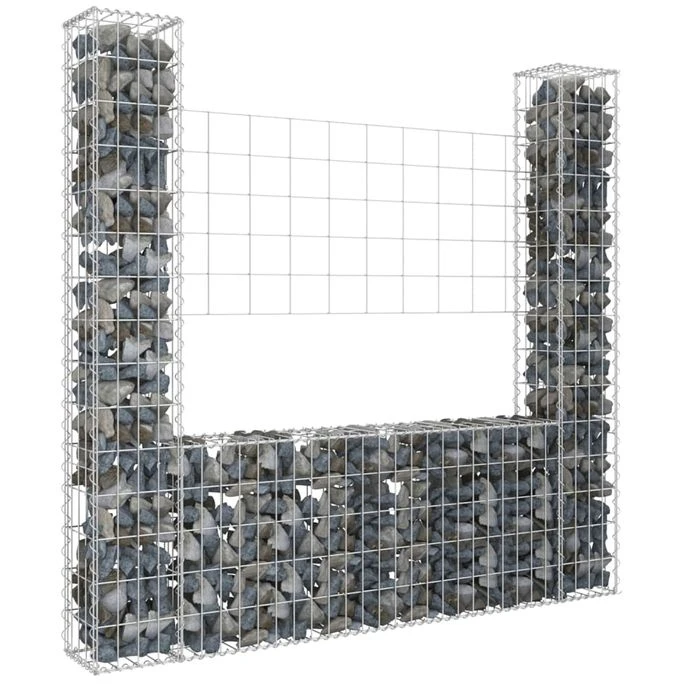 Panier De Gabion En Forme De U Avec 2 Poteaux Fer 140x20x150 Cm 3 Panier De Gabion En Forme De U Avec 2 Poteaux Fer 140x20x150 Cm
