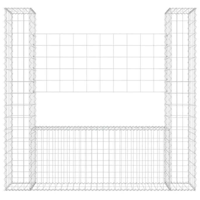 Panier De Gabion En Forme De U Avec 2 Poteaux Fer 140x20x150 Cm 5 Panier De Gabion En Forme De U Avec 2 Poteaux Fer 140x20x150 Cm – Image 3