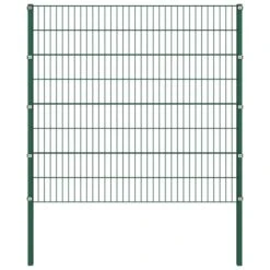 Panneau De Clôture Avec Poteaux Fer 1,7 X 1,6 M Vert