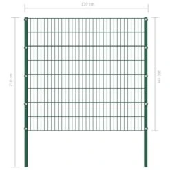 Panneau De Clôture Avec Poteaux Fer 1,7 X 1,6 M Vert -Mobilier De Jardin panneau de cloture avec poteaux fer 1 7 x 1 6 m vert 3666722199926 1169454