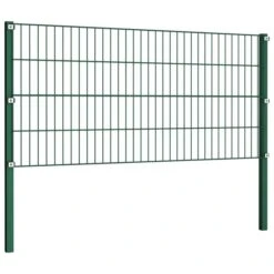 Panneau De Clôture Avec Poteaux Fer 3,4 X 0,8 M Vert -Mobilier De Jardin panneau de cloture avec poteaux fer 3 4 x 0 8 m vert 3666722200530 1168939
