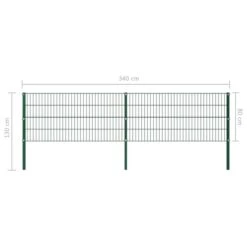 Panneau De Clôture Avec Poteaux Fer 3,4 X 0,8 M Vert -Mobilier De Jardin panneau de cloture avec poteaux fer 3 4 x 0 8 m vert 3666722200530 1168941