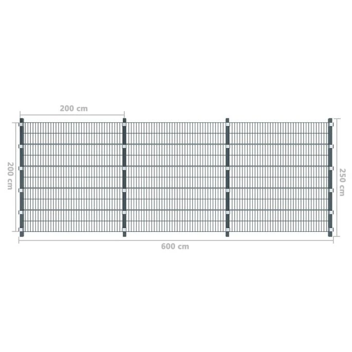 Panneaux De Clôture 2 Pcs Fer 6x2 M 12 M Total Gris Anthracite 12 Panneaux De Clôture 2 Pcs Fer 6x2 M 12 M Total Gris Anthracite – Image 10