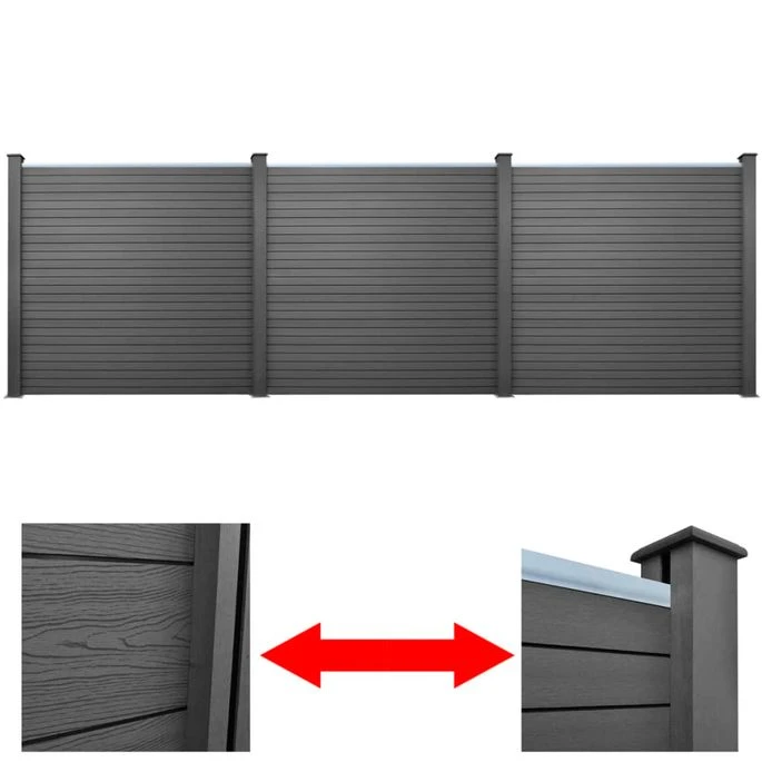 Panneaux De Clôture De Jardin 3 Pcs WPC 538 Cm Gris 4 Panneaux De Clôture De Jardin 3 Pcs WPC 538 Cm Gris – Image 2
