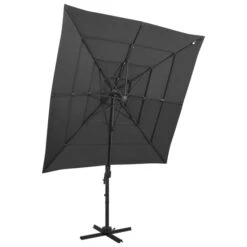 Parasol à 4 Niveaux Avec Mât En Aluminium Anthracite 250x250 Cm