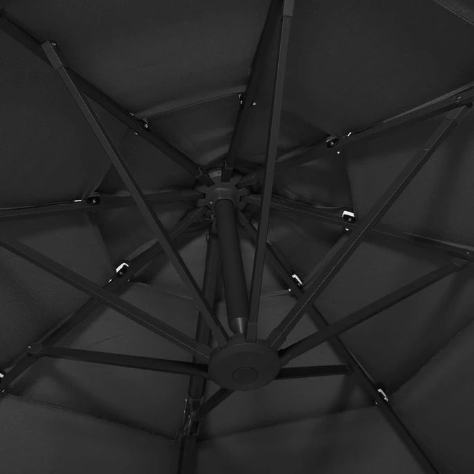 Parasol à 4 Niveaux Avec Mât En Aluminium Noir 3x3 M 4 Parasol à 4 Niveaux Avec Mât En Aluminium Noir 3x3 M – Image 2