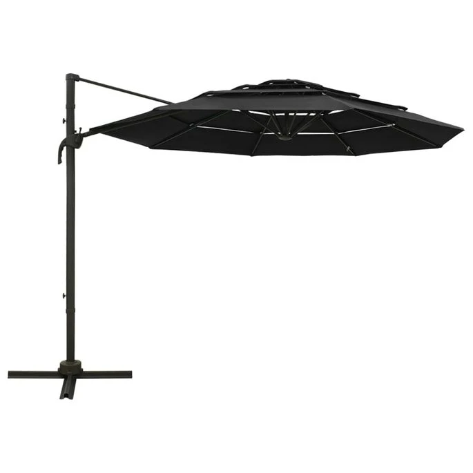 Parasol à 4 Niveaux Avec Mât En Aluminium Noir 3x3 M 5 Parasol à 4 Niveaux Avec Mât En Aluminium Noir 3x3 M – Image 3
