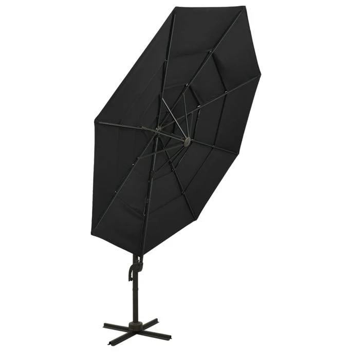 Parasol à 4 Niveaux Avec Mât En Aluminium Noir 3x3 M 6 Parasol à 4 Niveaux Avec Mât En Aluminium Noir 3x3 M – Image 4