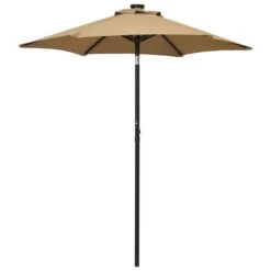 Parasol Avec Lumières LED Taupe 200x211 Cm Aluminium