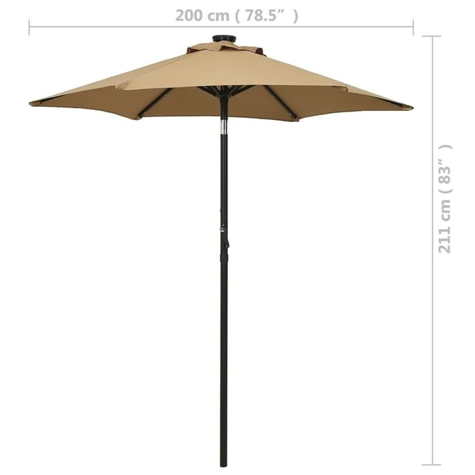 Parasol Avec Lumières LED Taupe 200x211 Cm Aluminium 11 Parasol Avec Lumières LED Taupe 200x211 Cm Aluminium – Image 9
