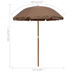 Parasol Avec Mât En Acier 180 Cm Taupe -Mobilier De Jardin parasol avec mat en acier 180 cm taupe 3666722322324 983546