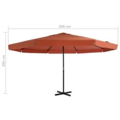Parasol Avec Mât En Aluminium 500 Cm Terre Cuite -Mobilier De Jardin parasol avec mat en aluminium 500 cm terre cuite 3666722883016 978449