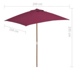 Parasol Avec Mât En Bois 150 X 200 Cm Bordeaux -Mobilier De Jardin parasol avec mat en bois 150 x 200 cm bordeaux 3666722326827 978726