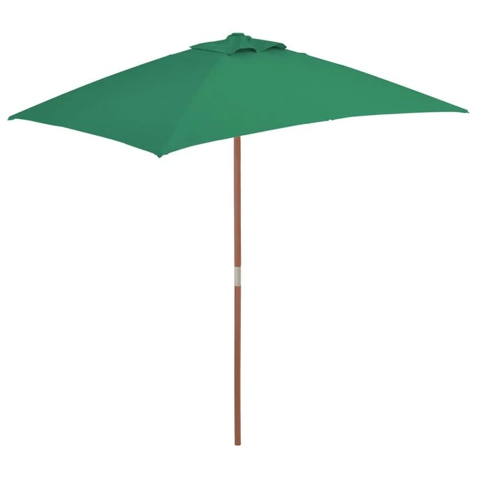 Parasol Avec Mât En Bois 150 X 200 Cm Vert 3 Parasol Avec Mât En Bois 150 X 200 Cm Vert