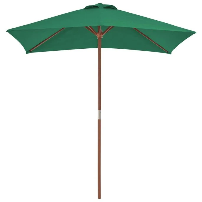 Parasol Avec Mât En Bois 150 X 200 Cm Vert 5 Parasol Avec Mât En Bois 150 X 200 Cm Vert – Image 3