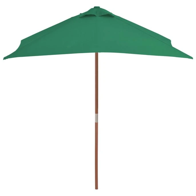 Parasol Avec Mât En Bois 150 X 200 Cm Vert 6 Parasol Avec Mât En Bois 150 X 200 Cm Vert – Image 4