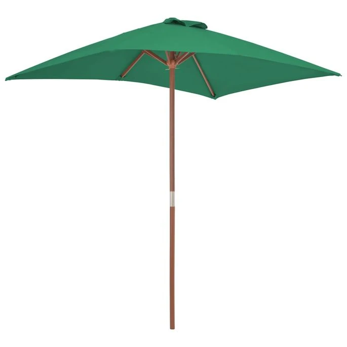 Parasol Avec Mât En Bois 150 X 200 Cm Vert 7 Parasol Avec Mât En Bois 150 X 200 Cm Vert – Image 5