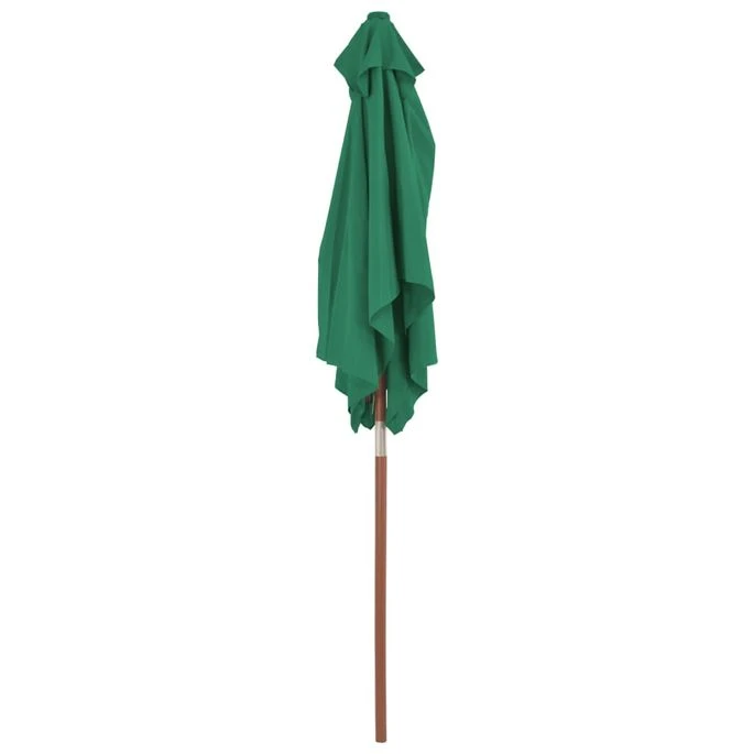 Parasol Avec Mât En Bois 150 X 200 Cm Vert 8 Parasol Avec Mât En Bois 150 X 200 Cm Vert – Image 6