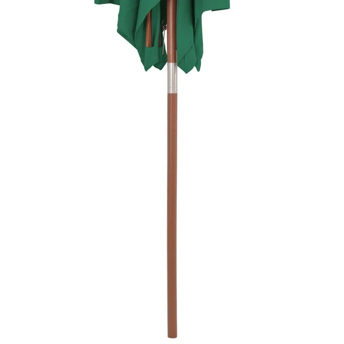 Parasol Avec Mât En Bois 150 X 200 Cm Vert 9 Parasol Avec Mât En Bois 150 X 200 Cm Vert – Image 7