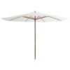 Parasol Avec Mât En Bois 350 Cm Blanc Sable -Mobilier De Jardin parasol avec mat en bois 350 cm blanc sable 3666722777933 978663