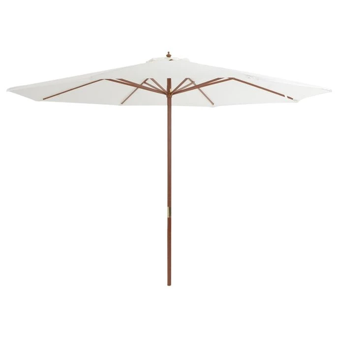 Parasol Avec Mât En Bois 350 Cm Blanc Sable 3 Parasol Avec Mât En Bois 350 Cm Blanc Sable