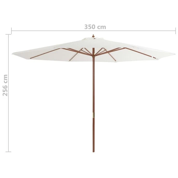 Parasol Avec Mât En Bois 350 Cm Blanc Sable 6 Parasol Avec Mât En Bois 350 Cm Blanc Sable – Image 4