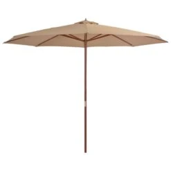 Parasol Avec Mât En Bois 350 Cm Taupe