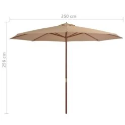 Parasol Avec Mât En Bois 350 Cm Taupe -Mobilier De Jardin parasol avec mat en bois 350 cm taupe 8718475697695 978678